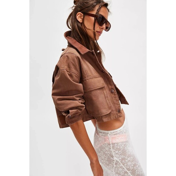 Free People We The Free Martha Workwear Jacket Top Cropped Utility S New 282643 - Picture 1 of 11